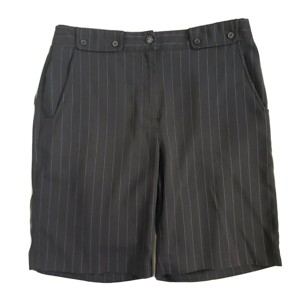 EP Pro Womens Golf Shorts Size 6 Black Striped Bermuda Mid Rise Pockets Rayon